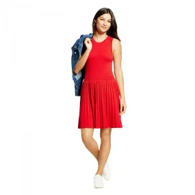 A New Day Women's Textured Sweater Dress Red Large
