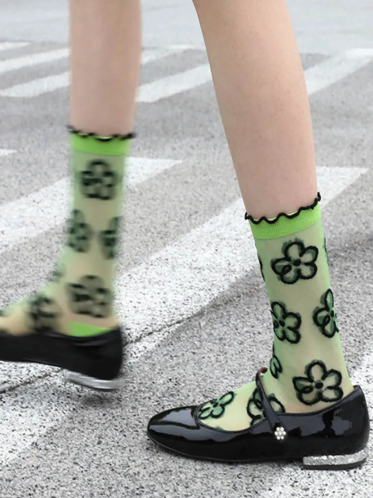 Adorable Printed Crystal Sheer Stockings