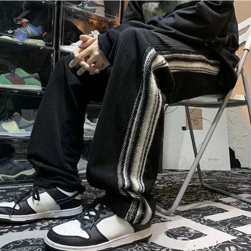 Autumn and Winter Corduroy Straight Trousers Striped Wide Leg Sweatpants for Men Goth Big Size Essential Casual Man Sports Pants