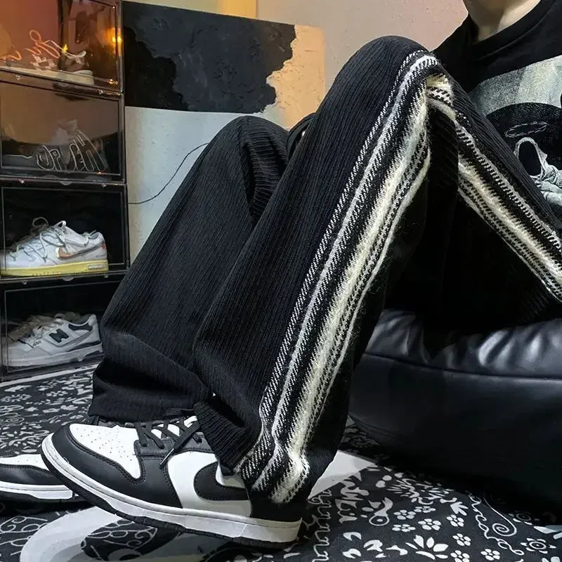 Autumn and Winter Corduroy Straight Trousers Striped Wide Leg Sweatpants for Men Goth Big Size Essential Casual Man Sports Pants