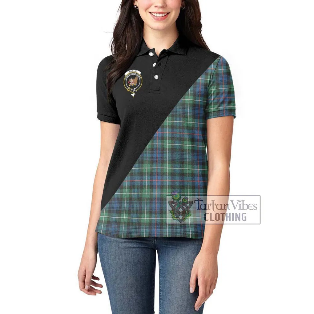Baillie Ancient Tartan Women's Polo Shirt with Family Crest and Military Logo Style