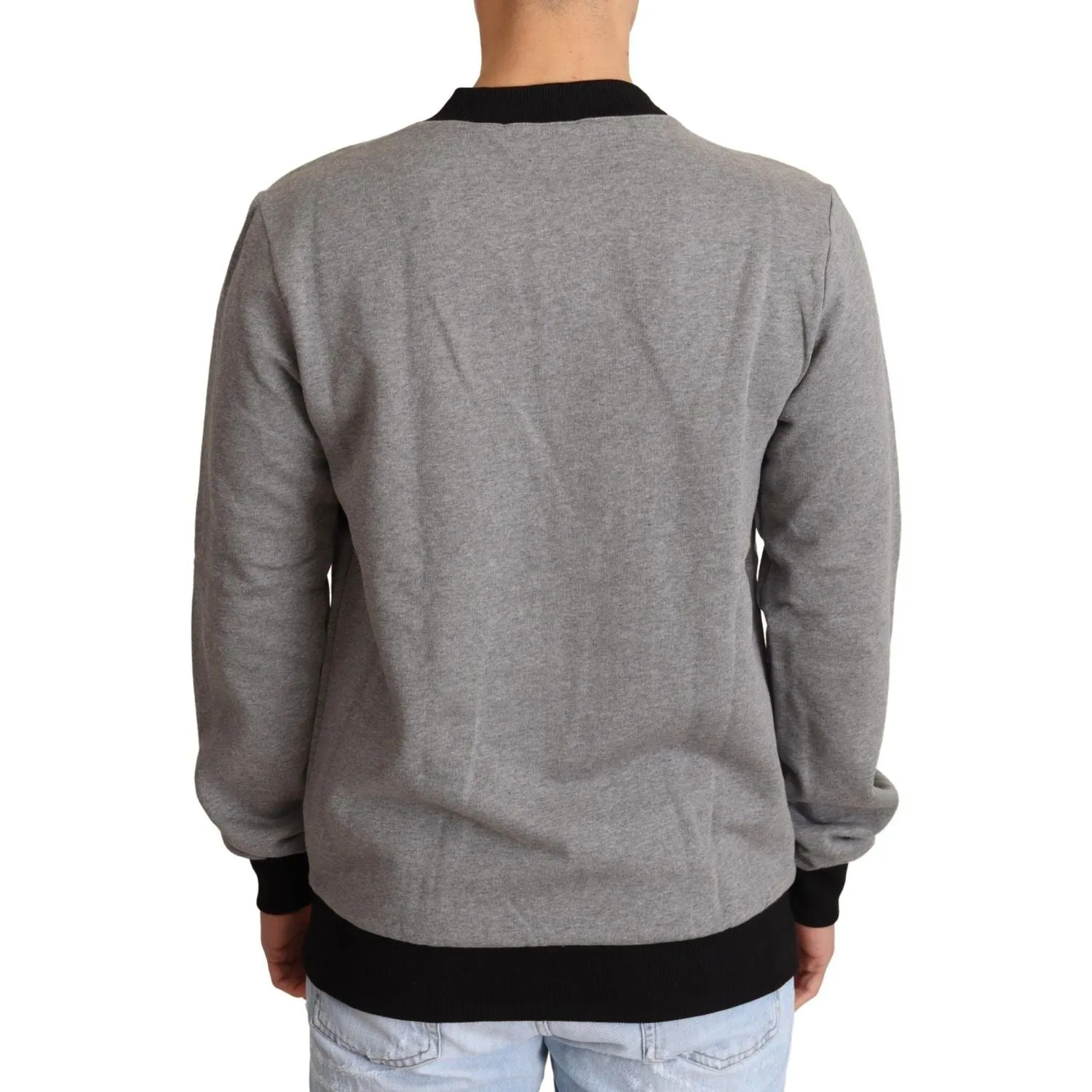Dolce & Gabbana Elegant Gray Crown Motif Crewneck Sweater