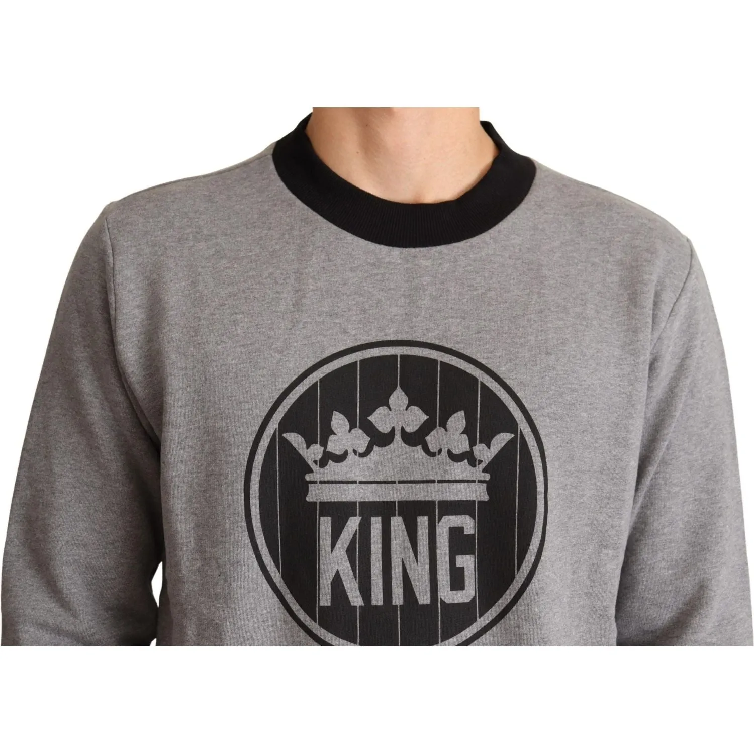 Dolce & Gabbana Elegant Gray Crown Motif Crewneck Sweater