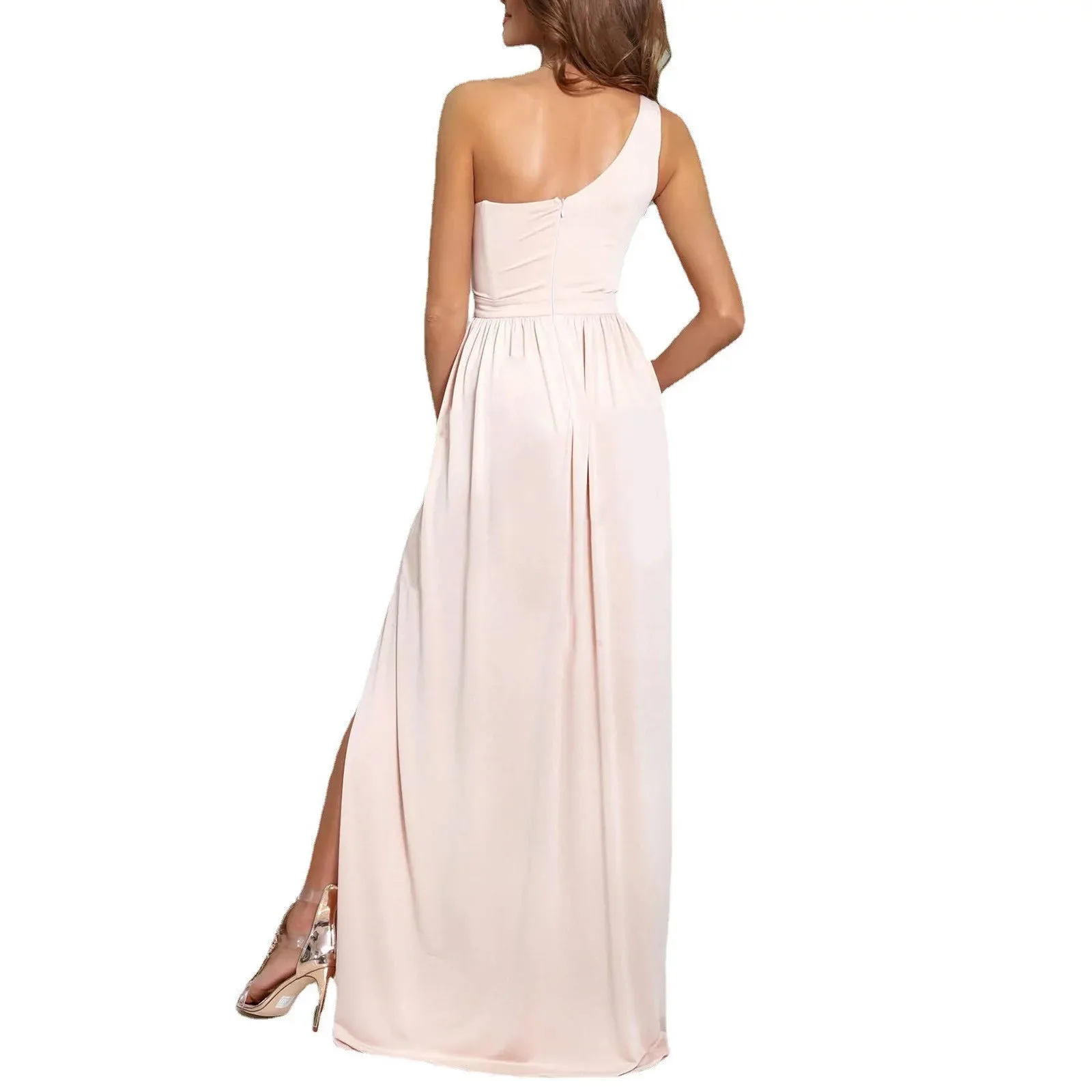 EDHITNR Formal Dresses for Women plus Size Women'S Summer Dresses Clearance, Sleeveless One Shoulder Smocking Sexy Long Party Club Dresses, Sizes S-2XL