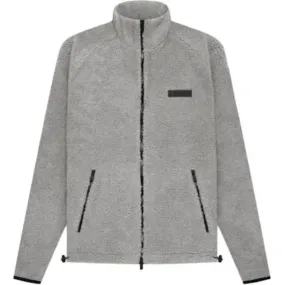 ESSENTIALS FOG POLAR FLEECE FULL ZIP JACKET DARK HEATHER OATMEAL