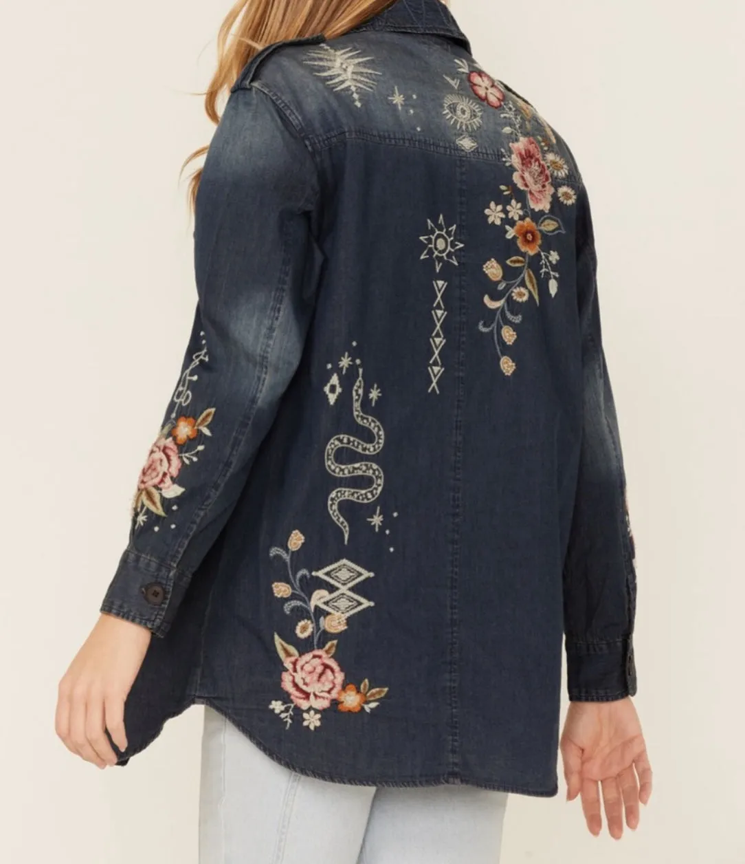 Johnny Was Umoya Oversized Denim Jacket Large