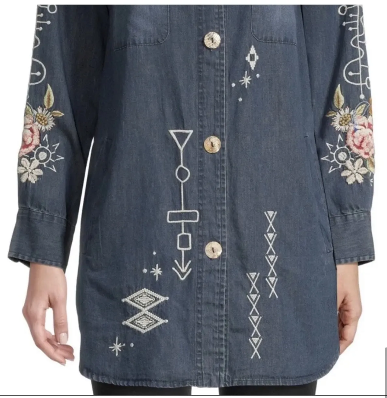 Johnny Was Umoya Oversized Denim Jacket Large