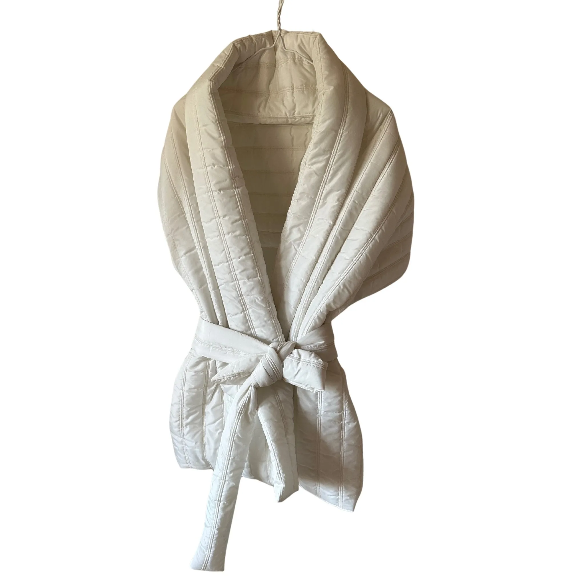 Long Lagre Wide Scarf Puffer 25x80 inch with 2 pocket and Belt. Cape around shoulders wrap. Winter quilted shawl. Warm padded scarf. Down puffy scarves.