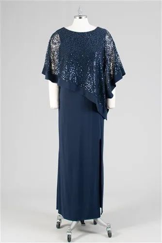 R&M Richards 8899W Lace Poncho PlusSize Dress