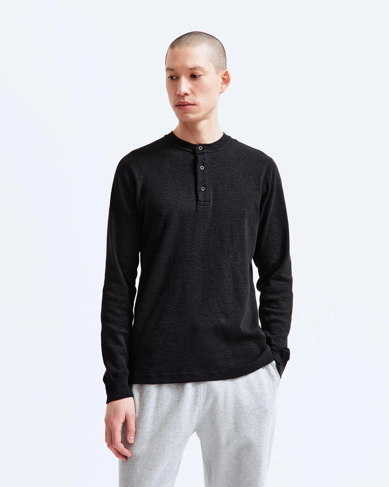 REIGNING CHAMP 1X1 SLUB LONG SLEEVE HENLEY - 3 COLORS