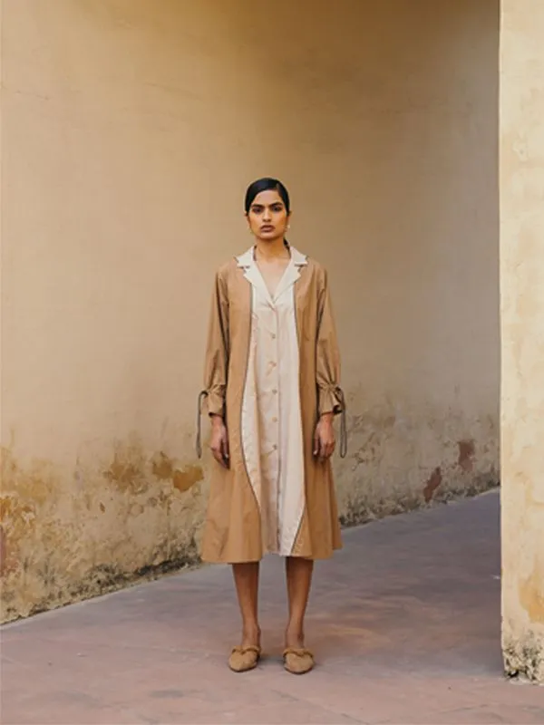 STREAM DRESS IVORY BROWN by Cord