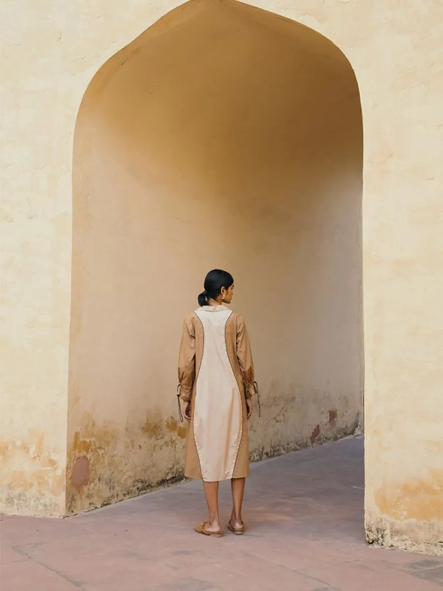 STREAM DRESS IVORY BROWN by Cord