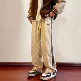Wiaofellas  -  Men's Sweatpants Vintage Y2K Clothes Corduroy Harajuku Jogging Casual Trousers Wide Leg Pants Streetwear Plus Size Male Clothing